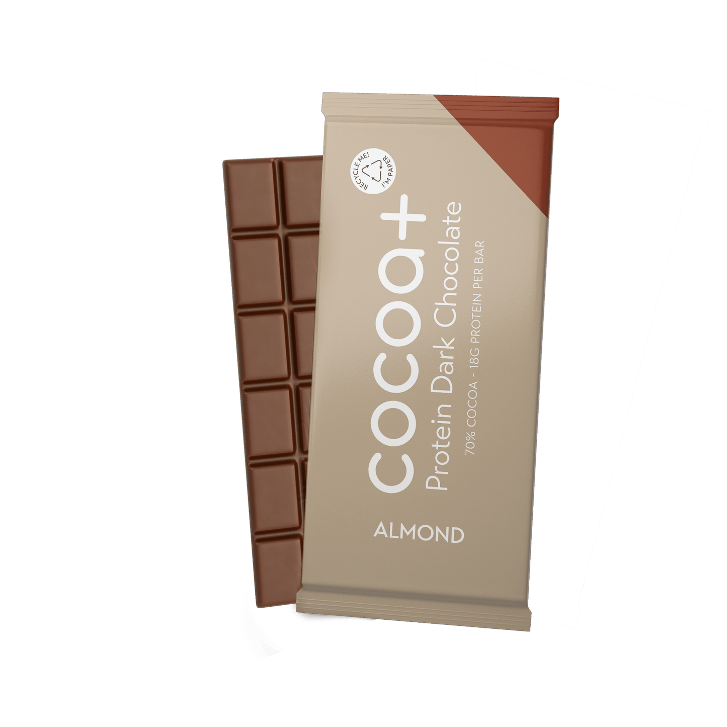 70% Roasted Almond Dark Protein Chocolate Slab (70g)